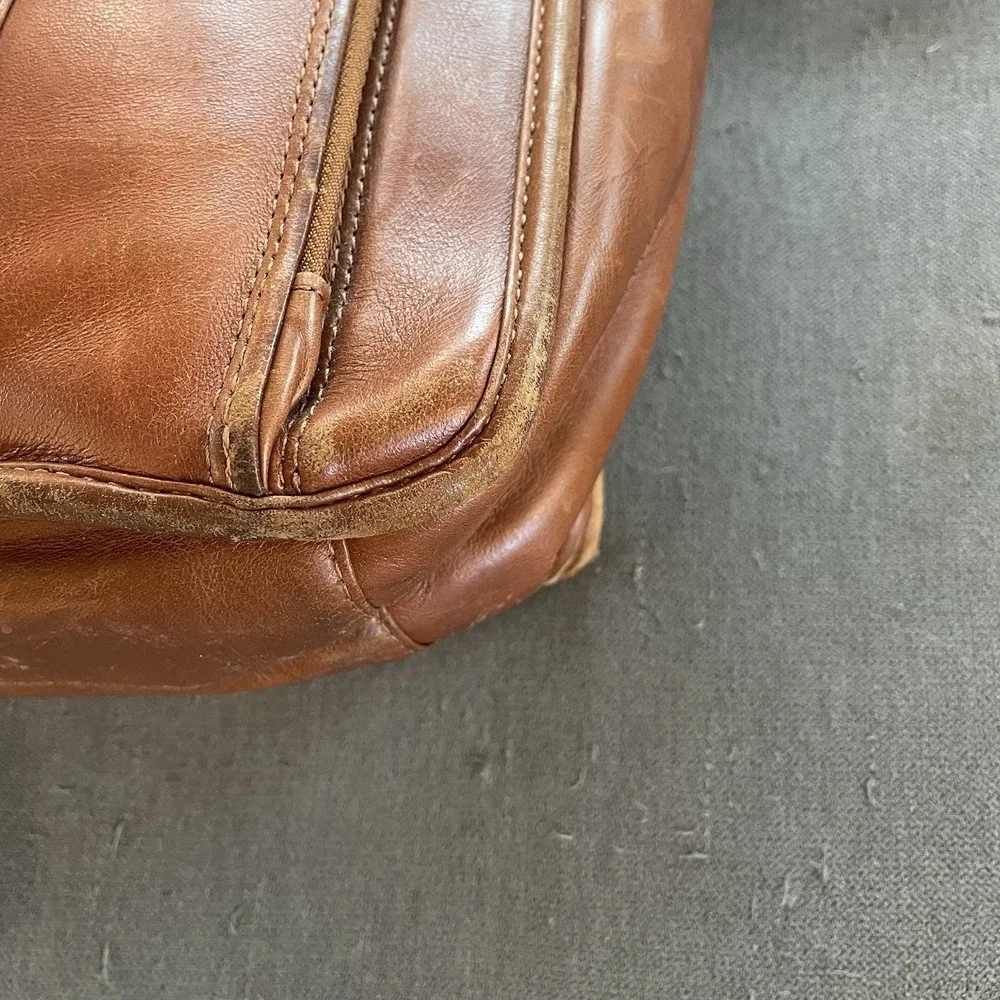 Vintage Wilsons Mens Cognac Leather Briefcase Messenger Bag Alla Moda Bellezza - Picture 4 of 10